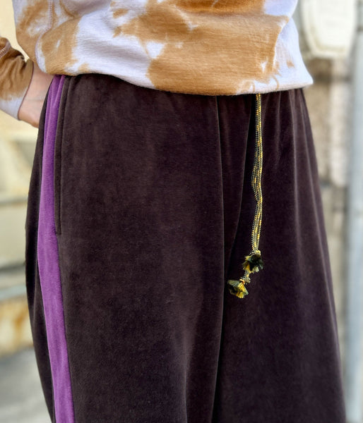 PHEENY/COTTON VELOUR SIDE STRIPDE PANTS(BROWN)