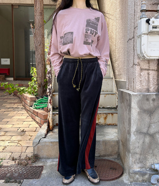 PHEENY/COTTON VELOUR SIDE STRIPDE PANTS(NAVY)