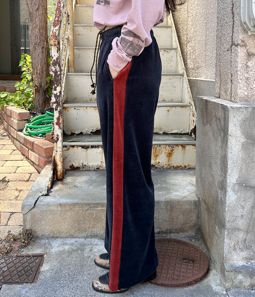 PHEENY/COTTON VELOUR SIDE STRIPDE PANTS(NAVY)