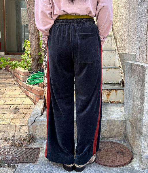 PHEENY/COTTON VELOUR SIDE STRIPDE PANTS(NAVY)