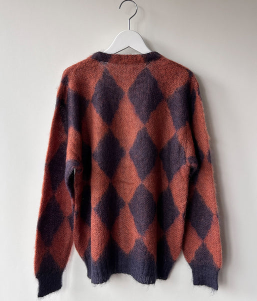 PHEENY/KID MOHAIR DIAMOND CHECK CARDIGAN(NV×OR)