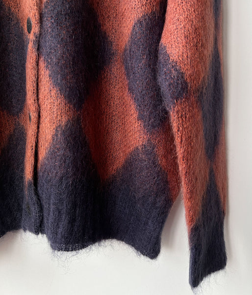 PHEENY/KID MOHAIR DIAMOND CHECK CARDIGAN(NV×OR)