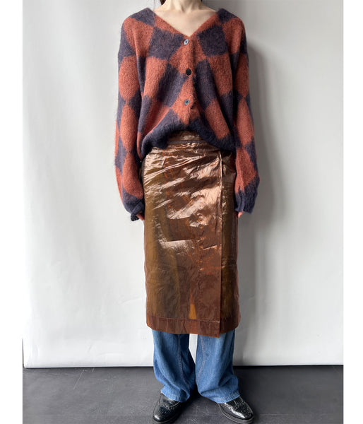 PHEENY/KID MOHAIR DIAMOND CHECK CARDIGAN(NV×OR)