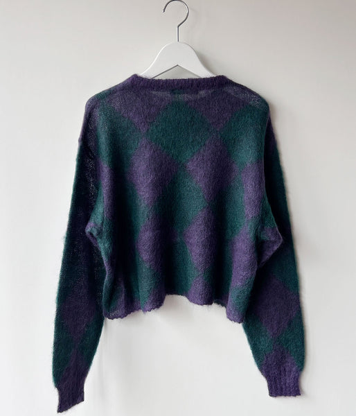 PHEENY/KID MOHAIR DIAMOND CHECK CROP TOP(PU×GR)