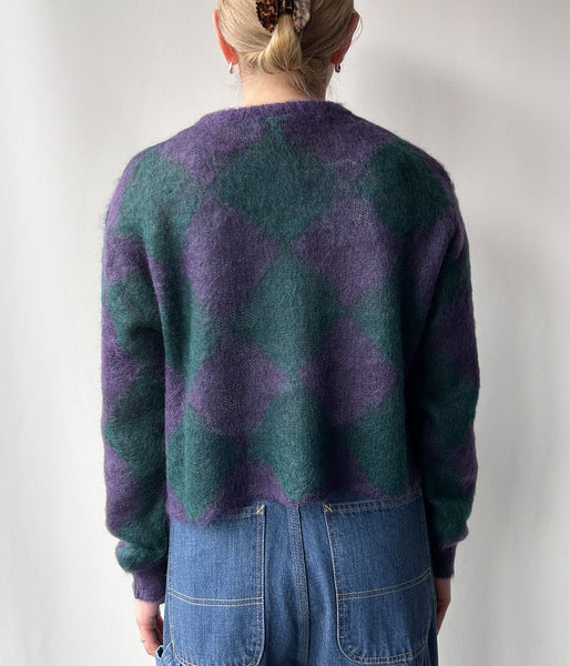 PHEENY/KID MOHAIR DIAMOND CHECK CROP TOP(PU×GR)