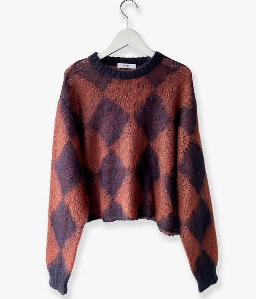 PHEENY/KID MOHAIR DIAMOND CHECK CROP TOP(NV×OR)