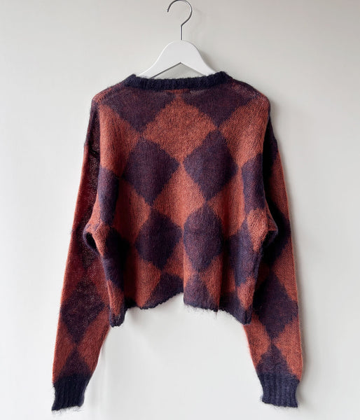 PHEENY/KID MOHAIR DIAMOND CHECK CROP TOP(NV×OR)
