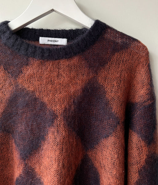 PHEENY/KID MOHAIR DIAMOND CHECK CROP TOP(NV×OR)