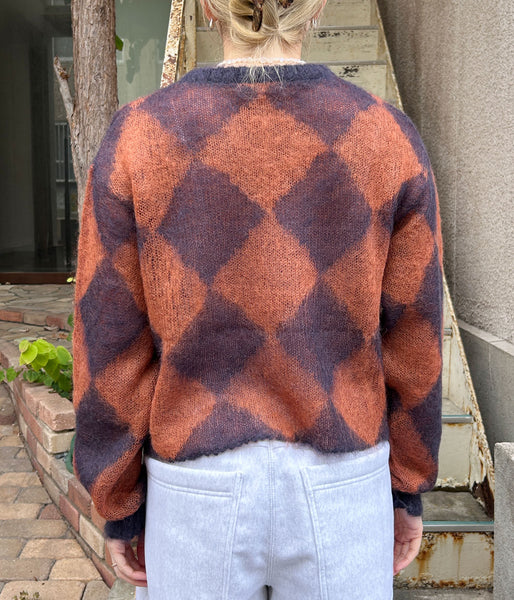 PHEENY/KID MOHAIR DIAMOND CHECK CROP TOP(NV×OR)