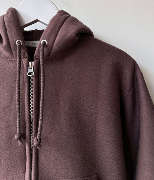 PHEENY/ATHLETIC FLEECE ZIP-UP HOODIE(BROWN)