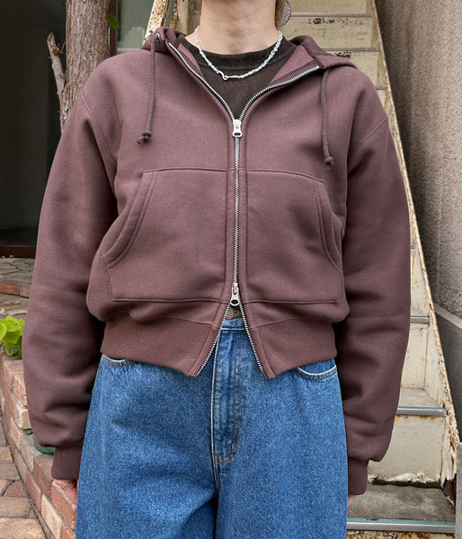 PHEENY/ATHLETIC FLEECE ZIP-UP HOODIE(BROWN)