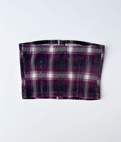 PHEENY/OMBRE CHECK STRETCH CORDUROY BUSTIER(PURPLE)