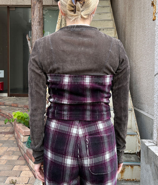 PHEENY/OMBRE CHECK STRETCH CORDUROY BUSTIER(PURPLE)