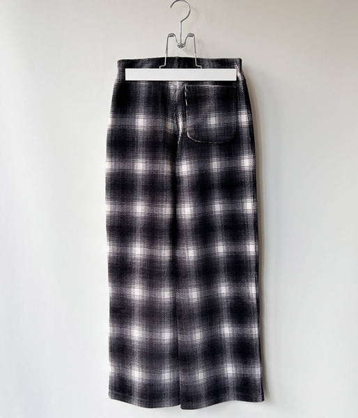 PHEENY/OMBRE CHECK STRETCH CORDUROY WIDE PANTS(BLACK)