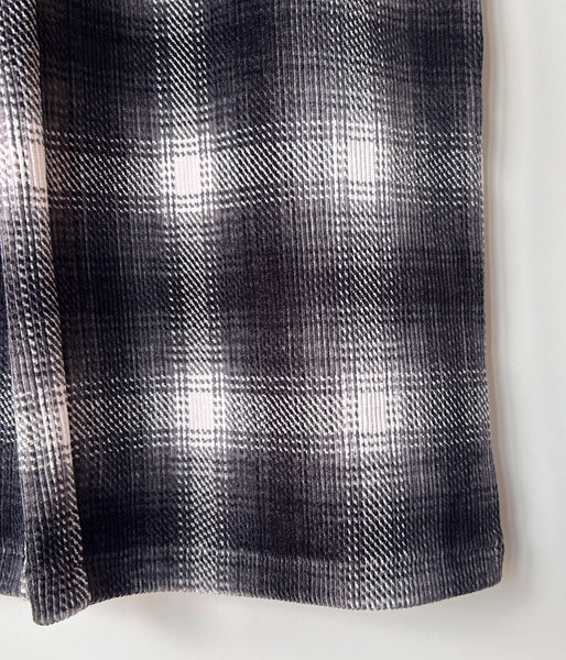 PHEENY/OMBRE CHECK STRETCH CORDUROY WIDE PANTS(BLACK)
