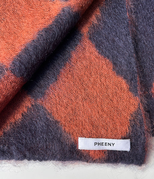 PHEENY/KID MOHAIR DIAMOND CHECK MUFFLER(NV×OR)