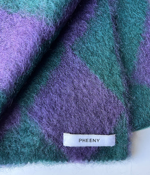 PHEENY/KID MOHAIR DIAMOND CHECK MUFFLER(PU×GR)