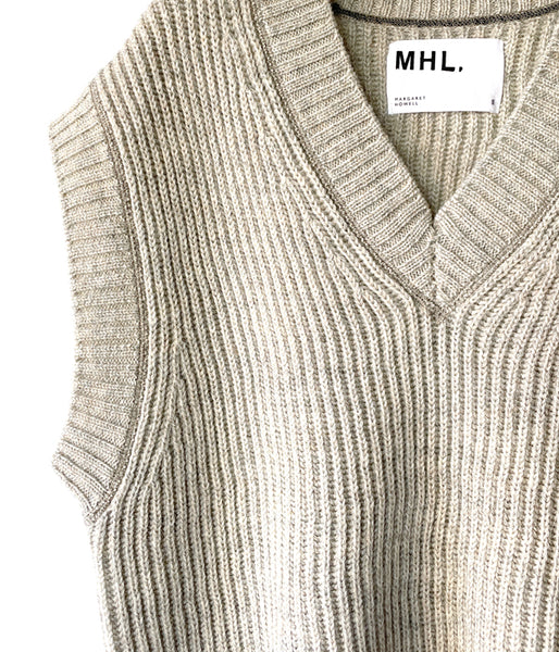 MHL./NATURAL WOOL RIB VEST WOMENS (STONE)