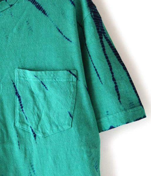 BLUE BLUE JAPAN/ムライトテンジク アリマツテスジシボリポケットTシャツ(GREEN)