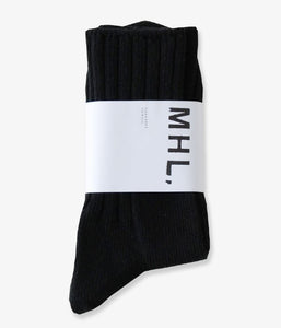 MHL./ROUGH COTTON RIB SOCK(BLACK)