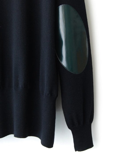 MM6 MAISON MARGIELA/WOOL+LAMINATED PATCHES KNIT PULLOVER (BLACK)