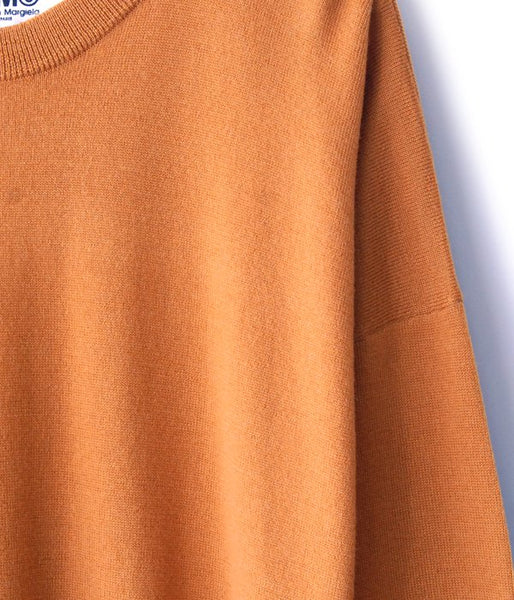 MM6 MAISON MARGIELA/WOOL+LAMINATED PATCHES KNIT PULLOVER (CAMEL)