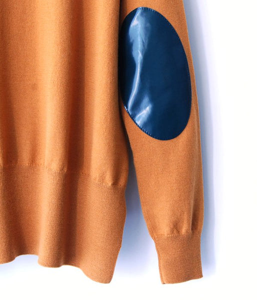MM6 MAISON MARGIELA/WOOL+LAMINATED PATCHES KNIT PULLOVER (CAMEL)