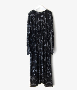 PHEENY/NYC PRINTED BACK OPEN DRESS(BLACK)