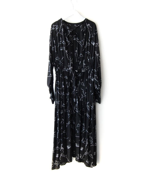 PHEENY/NYC PRINTED BACK OPEN DRESS(BLACK)