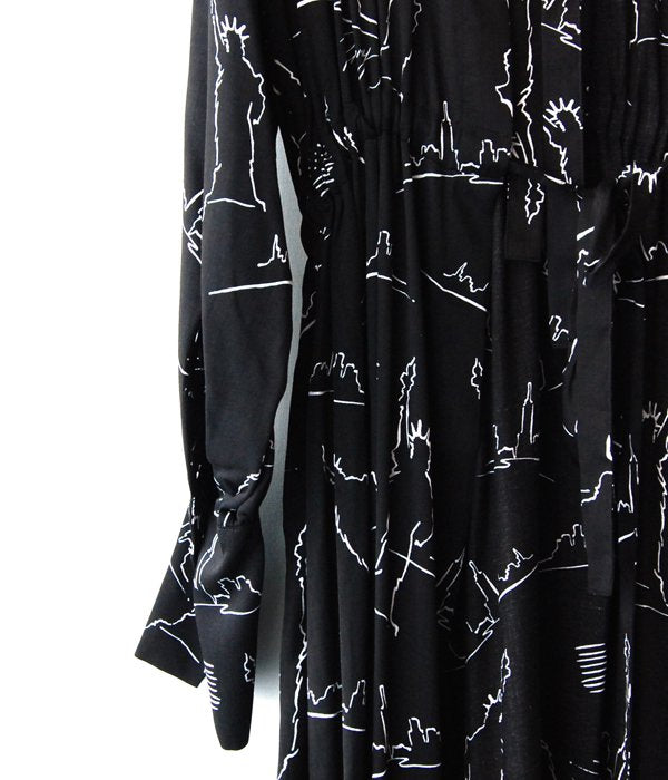 PHEENY/NYC PRINTED BACK OPEN DRESS(BLACK)