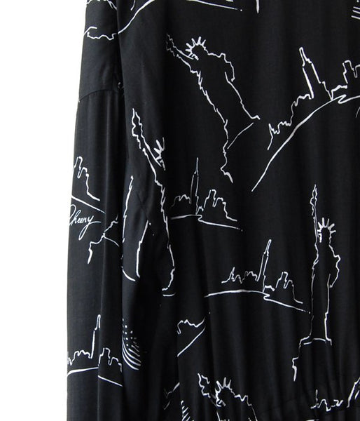 PHEENY/NYC PRINTED BACK OPEN DRESS(BLACK)