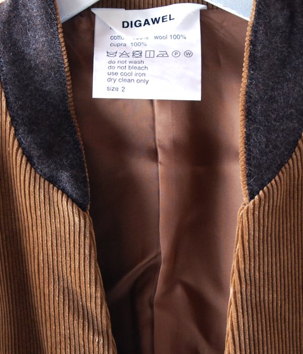 DIGAWEL/NO COLLAR JACKET(1)(CORDUROY) (CAMEL)