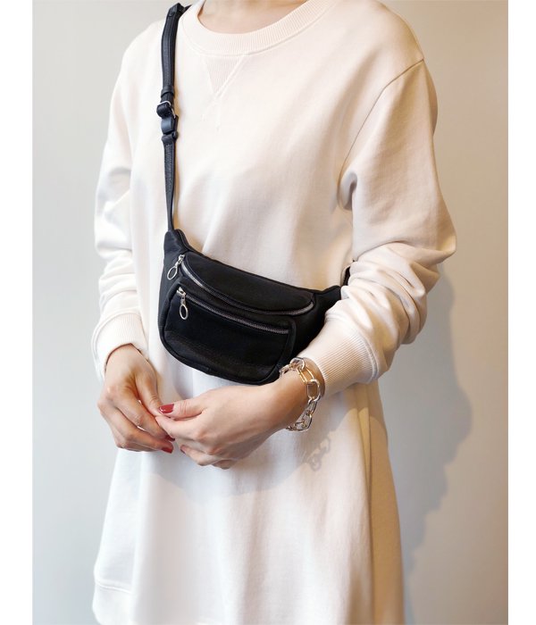 Aeta/DEER LEATHER WAIST POUCH S (BLACK)
