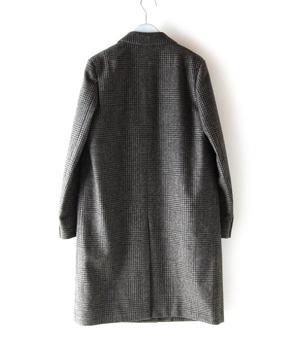 MARGARET HOWELL/CHECK WOOL CHESTER COAT (BROWN)