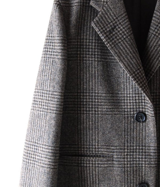 MARGARET HOWELL/CHECK WOOL CHESTER COAT (BROWN)