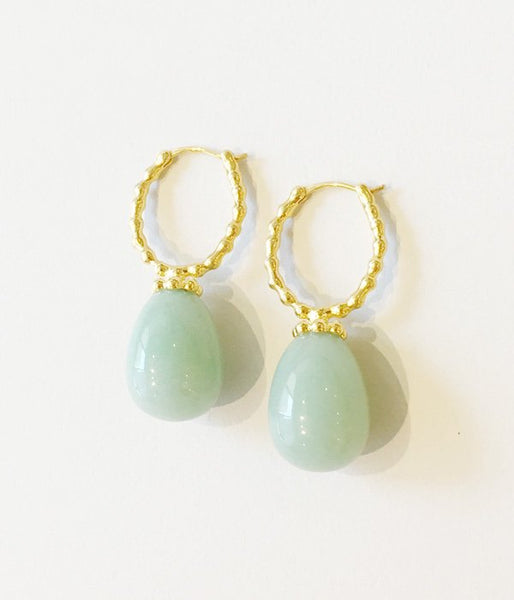 R.ALAGAN/OVAL STONE EARRING(GREEN)