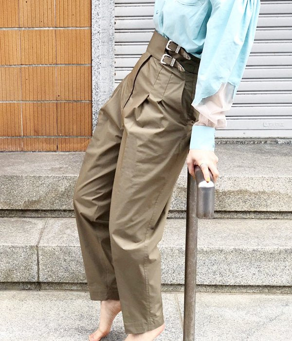 TOGA PULLA/COTTON TAFFETA TAPERED PANTS (BEIGE)