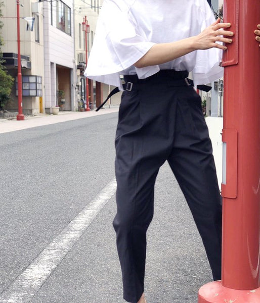 TOGA PULLA/COTTON WRAP PANTS (NAVY)