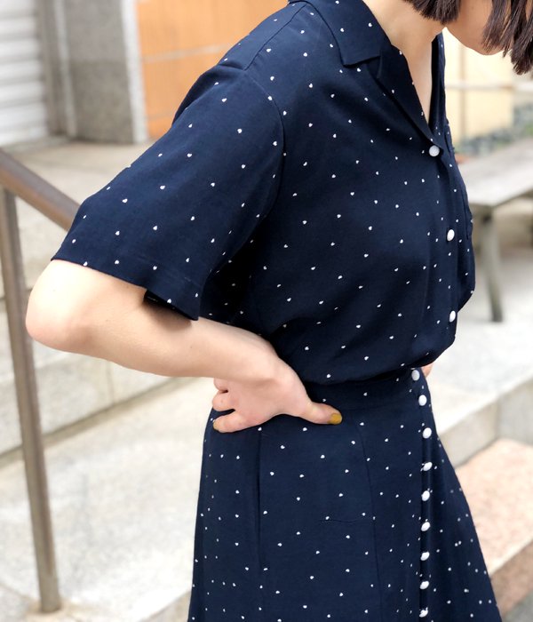 PHEENY/RAYON DOT S/S SHIRT (NAVY)