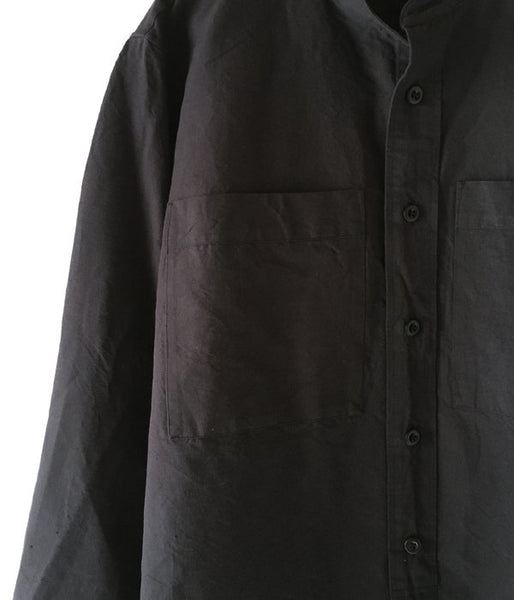 MHL./PLAIN COTTON LINEN SHIRT (NAVY)