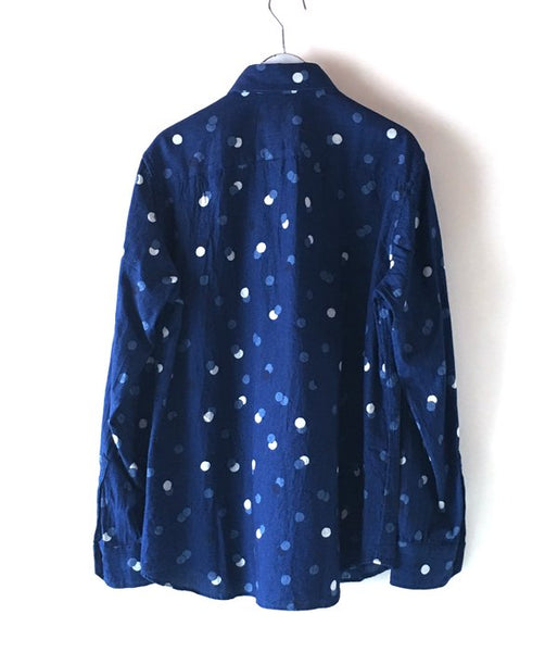 BLUE BLUE JAPAN/インディゴツイル カゲオイドット ボタンダウンシャツ (INDIGO)