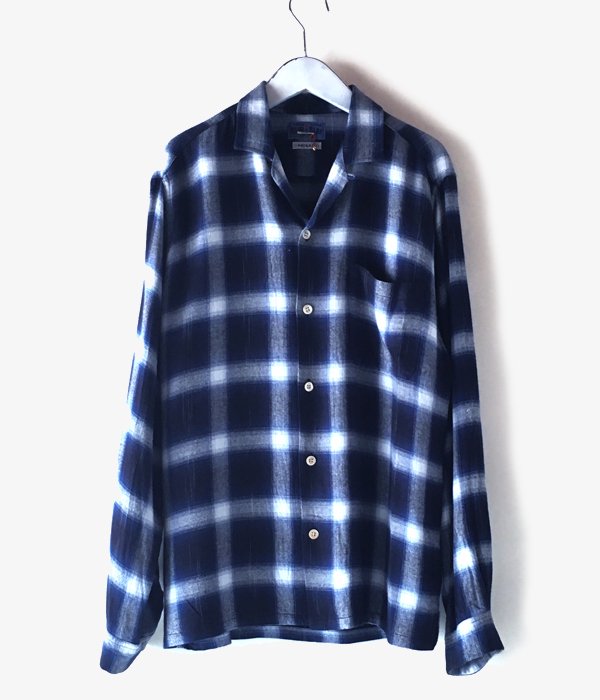 BLUE BLUE JAPAN/カスリレーヨンツイル オープンカラーシャツ (NAVY)