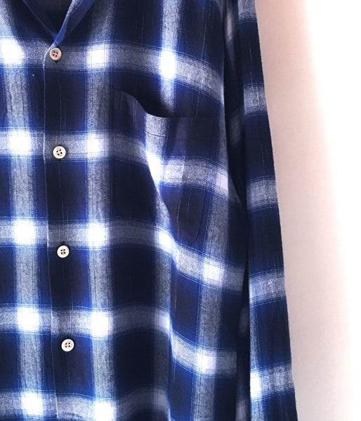 BLUE BLUE JAPAN/カスリレーヨンツイル オープンカラーシャツ (NAVY)