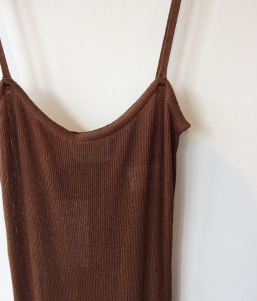 TAN/SOFTSHINY LONG ONEPIECE (BROWN)