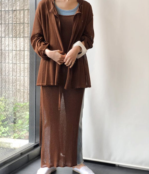 TAN/SOFTSHINY LONG ONEPIECE (BROWN)