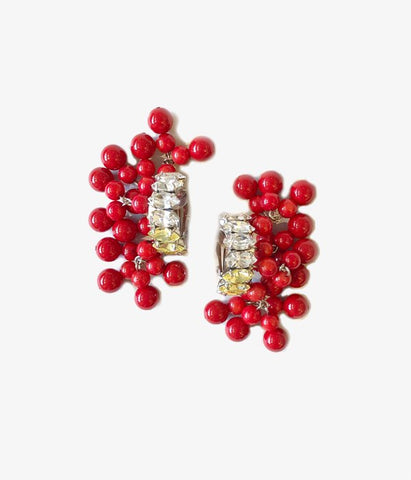 TOGA PULLA/BEADS EARRINGS (RED)