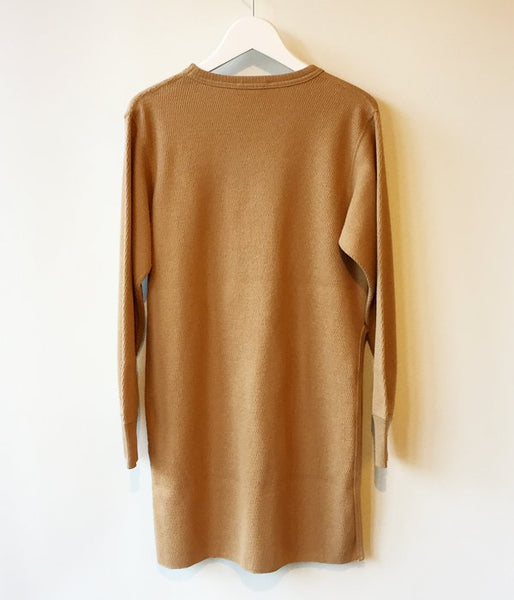 PHEENY/16/- HONEYCOMB SIDE SLIT L/S (CAMEL)