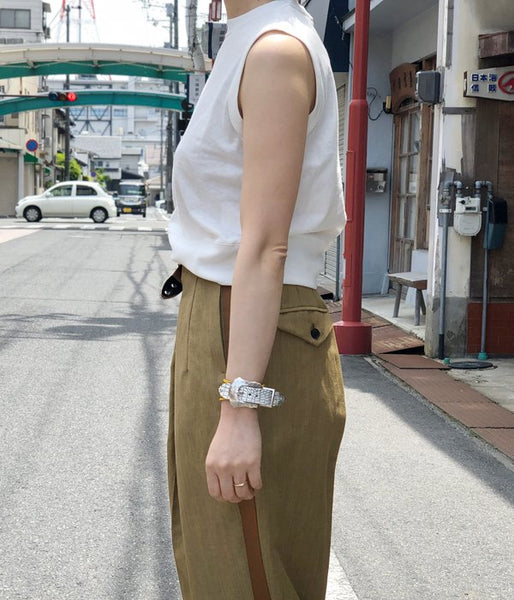 WRYHT/SLEEVELESS BINDER-NECK TEE(OFFWHITE)