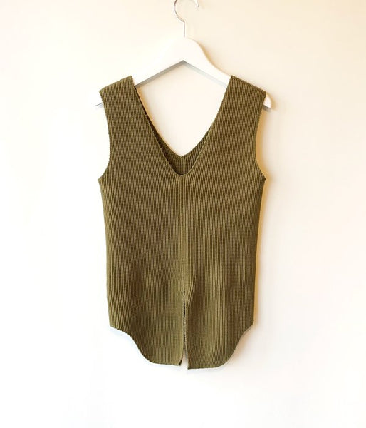 PHEENY/BIG WAFFLE V NECK N/S (OLIVE)(3)