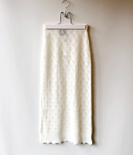 TAN/LACY LONG SKIRT (OFFWHITE)